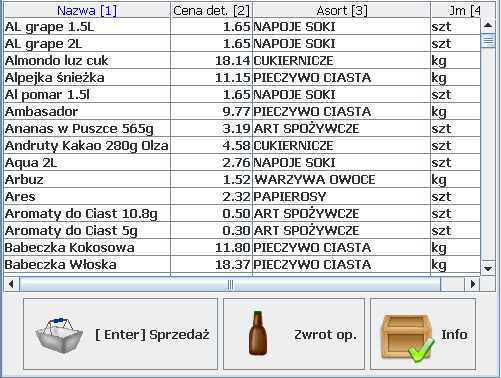 - 133 - sprzedaży. Ogólne skalowanie obrazków nie ma wpływu na ikony klawiszach szybkiej sprzedaży.