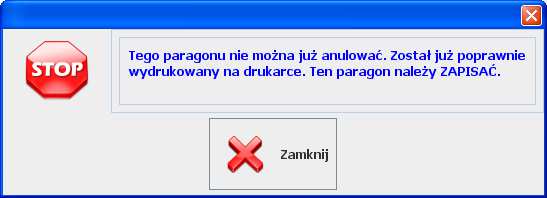 Jeśli uda się nawiązać połączenie z drukarką i ta poinformuje, że paragon nie został wcześniej wydrukowany, to paragon zapisze się i wydrukuje.