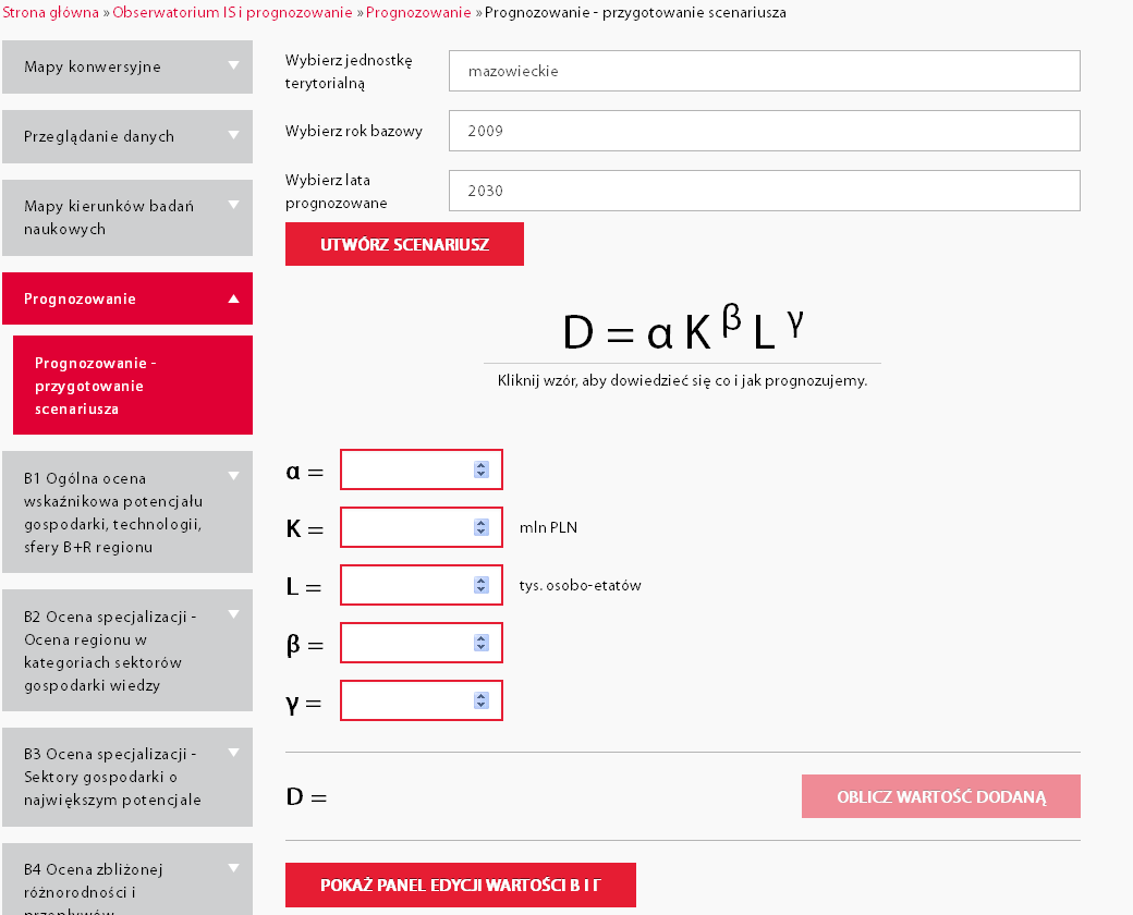 Zarówno główne równanie modelu, jak i równania cząstkowe mają postać rozbudowanych makroekonomicznych funkcji, które w sposób bezpośredni lub pośredni (na przykład poprzez czynniki kapitału lub