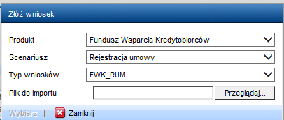 5. WPROWADZANIE WNIOSKU 1) Wprowadzenie wniosku odbywa się na profilu: BGK/FWK/PZ/Wprowadzający (prawy górny róg w koncie głównym systemu Ferryt) (Rys.16).