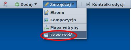 ZAWARTOŚĆ STRON Jest kilka sposobów na dostanie się do tworzenia zawartości nowej strony.