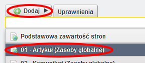 W oknie, które nam się pojawi musimy odnaleźć po nazwie naszą zawartość strony. Najłatwiej zrobić to używając wyszukiwarki zaznaczonej na poniższym obrazku.