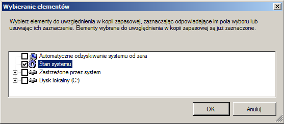 Kopia stanu systemy Kopia stanu systemu, uwzględniająca najważniejsze pliki decydujące o funkcjonowaniu systemu operacyjnego na danym komputerze.