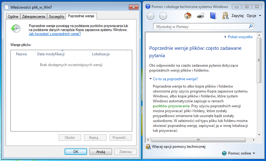 Poprzednie wersje w Windows 7 Mirosław Paja