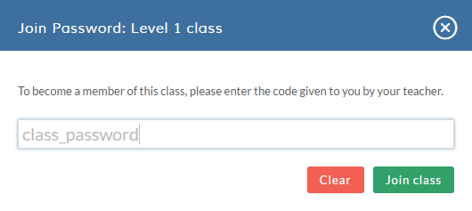 Po otrzymaniu hasła, postępuj według poniższych wskazówek: 1. Na stronie głównej na ekranie kursu kliknij przycisk Join class. 2.