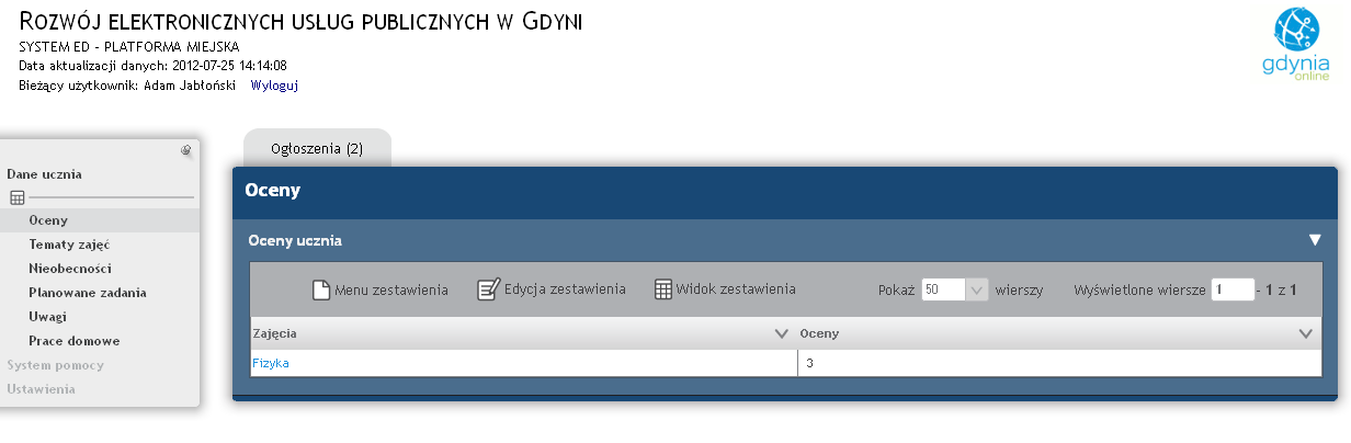4. Nawigacja Po poprawnym zalogowaniu do systemu, użytkownik ma dostępną stronę startową systemu. Rysunek poniżej prezentuje ogólną organizację ekranu w systemie.