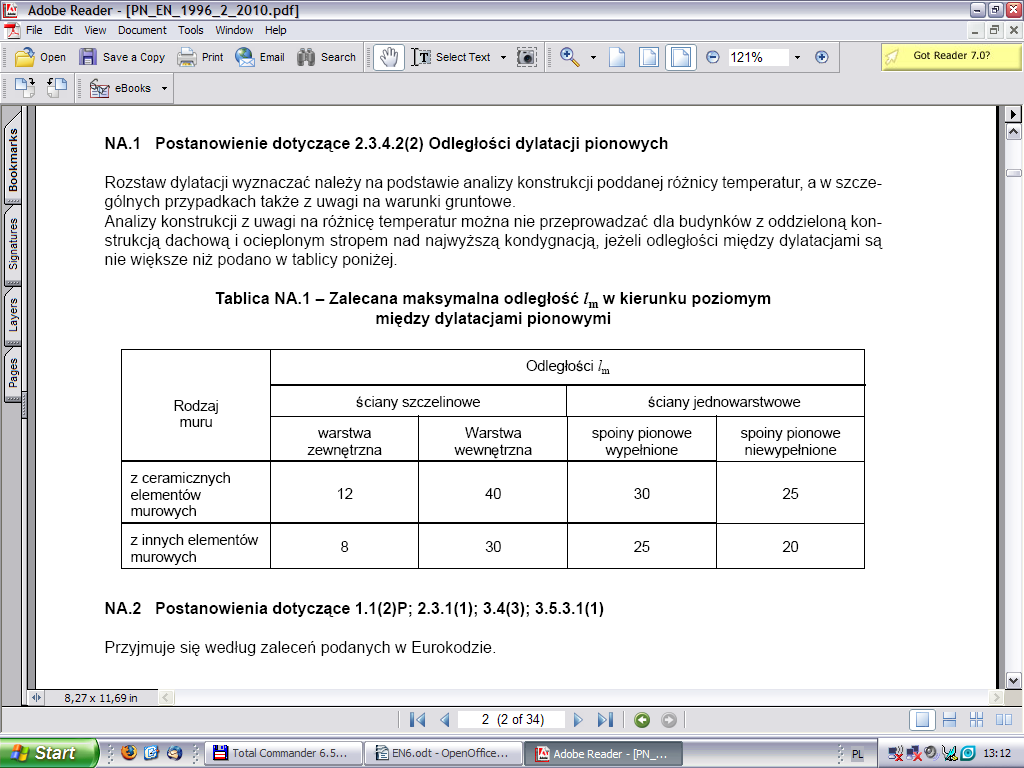 Dylatacje Zgodnie z pkt. 2.3.4.1 EC 6-2 w celu umożliwienia odkształceń muru należy przewidzieć dylatacje pionowe i poziome.