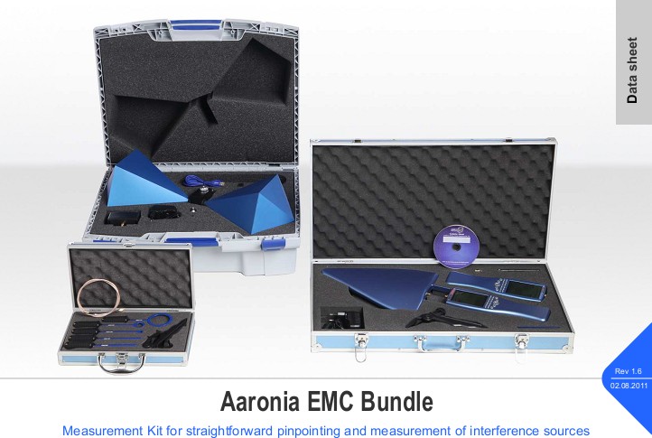 Karta katalogowa Zestaw EMC Bundle Aaronii Zestawy pomiarowe do lokalizacji i pomiarów źródeł zakłóceń elektromagnetycznych Z naszych zestawów korzystają: EADS Deutschland GmbH, Unterschlessheim,