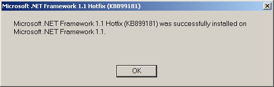 5. Instalacja DOTNET Framework Hotfix KB899181 Z katalogu Patches\ DOTNET Framework Hotfix KB899181 uruchamiamy program NDP1.