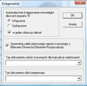 zbiorcze księgowanie kosztów rozliczanych z zespołu 4 na zespół5 Podobnie trzeba postępować wybierając zakładkę księgowania