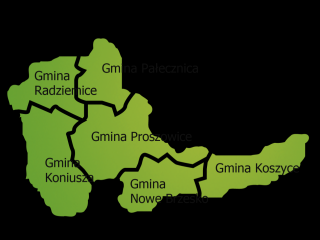 Powiat proszowicki Położenie powiatu na terenie województwa małopolskiego Gminy leżące na terenie powiatu Informacja o położeniu, powierzchnia, liczba miejscowości, miejsce pod względem powierzchni i