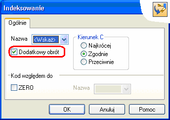 Toczenie Indeksowanie w toczeniu - rozwiązanie alternatywne Stosując Ruchy narzędzia Indeksowanie moŝna skorzystać z nowej opcji Dodatkowy obrót.