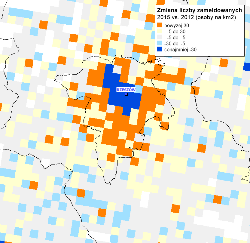 Rzeszów zmiana liczby zameldowanych na obszarze miasta