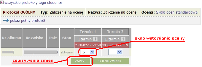 Spośród wykazanych osób należy wybrać właściwą korzystając z przycisku.