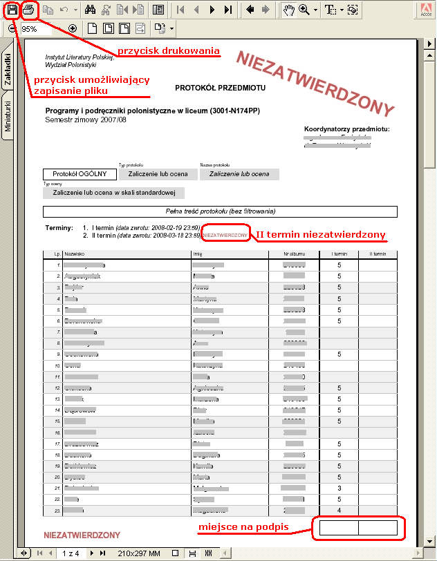 PRZYKŁADOWE WYDRUKI PROTOKOŁÓW Rysunek 28: Protokół