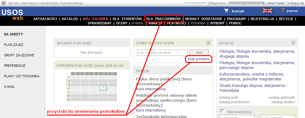 Rysunek 2: Okno Centralnego Serwera Uwierzytelniania W odpowiednie pola należy wprowadzić PESEL (lub sztuczny PESEL w przypadku cudzoziemców) oraz hasło uzyskane w dziekanacie/ sekretariacie swojej