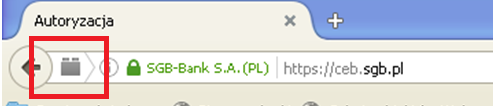 14. W celu uruchomienia strony CEB należy zastosować następujące kroki: a. W adresie wpisać stronę logowania https://ceb.sgb.pl b. Kliknąć [enter] c. Odczekać chwile (ok.