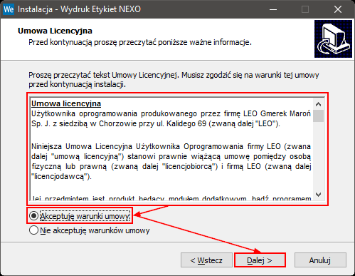 3.1 Proces instalacji Należy uruchomić plik instalacyjny programu (Wydruk etykiet NEXO_setup.exe).
