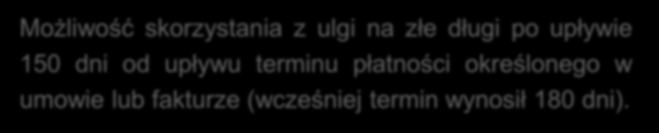 Możliwość skorzystania z ulgi na złe długi po upływie 150 dni od upływu terminu