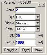 30 / 35 Instrukcja obsługi separatorów analogowych MSP 9.3.3 Grupa Parametry COM W tej grupie ustawia się prędkość, liczbę bitów stopu i kontrolę parzystości wybranego portu COM urządzenia oraz protokół, którym urządzenie komunikuje się.