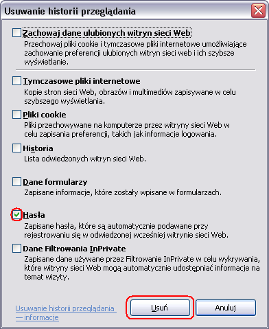 Ostatnią czynnością jest wybór odpowiedniej opcji.