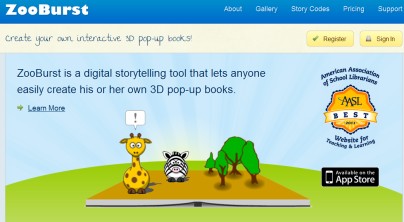 ZooBurst publikacja 3D Serwis ZooBurst http://www.zooburst.com/ oferuje nam narzędzie, dzięki któremu można w prosty sposób tworzyć własne, wyskakujące książeczki 3D.