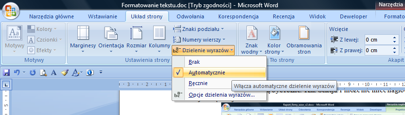 strona tytułowa i poprzedzający wstęp spis treści mają tzw. numery kryte, czyli stopka oraz nagłówek nie mają być widoczne na stronie tytułowej oraz na spisie treści poprzedzającym wstęp.