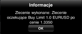 ZLECENIE BUY LIMIT (KUPNO): Kupno instrumentu po cenie niższej niż obecna. Lustrzane odbicie zlecenia Sell Limit. ZLECENIE BUY STOP (KUPNO): Kupno instrumentu po cenie wyższej od bieżącej ceny.