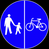 Bardzo często szczególnie w miastach można się spotkać z kombinacją znaku C- 13 / C-16 (droga dla rowerów/ droga dla pieszych).
