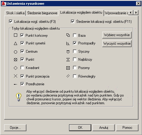 1. Przed przystąpieniem do narysowania domku 2D z drabiną i kominem. Należy ustawić opcje programu Autocad.