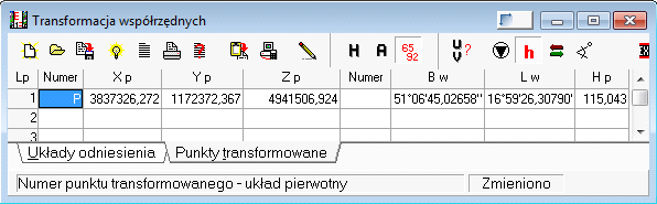 Rs. 8 amiana odwona ϕ., λ., h.,, a. N. : ( e. sin( ϕ. )) ( + ) ϕ. ) ( + ) cos( ϕ. ) : N. h. cos λ. : N. h. sin λ. : N. e. + h. sin ϕ.