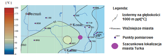 Rysunek 19 Mapa rozkładu temperatur na głębokości 1000 m ppt.