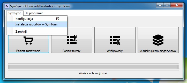 menu kontekstowych w programie. Aby zainstalować raporty: 1. Uruchom program SymSync. 2. Otwórz menu Program i wybierz Instalacja raportów w Symfonii. 3.