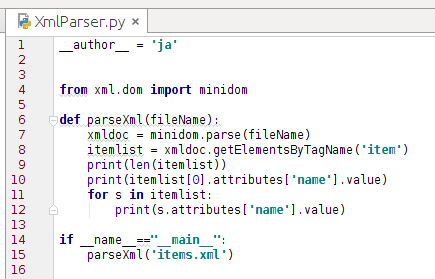 XML parser Przykładowy plik items.