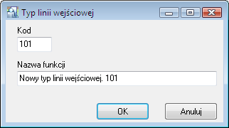 3.5.6. Polecenie Typy linii wejściowych Polecenie Typy linii wejściowych otwiera kartotekę typów linii wejściowych w systemie RACS 4 (rysunek 3.127)