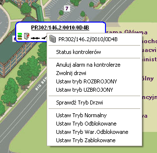 Rysunek 4.13. Menu komend do kontrolera Kliknięcie ikony kontrolera lewym przyciskiem myszki powoduje wyświetlenie pełnych informacji o jego statusie.