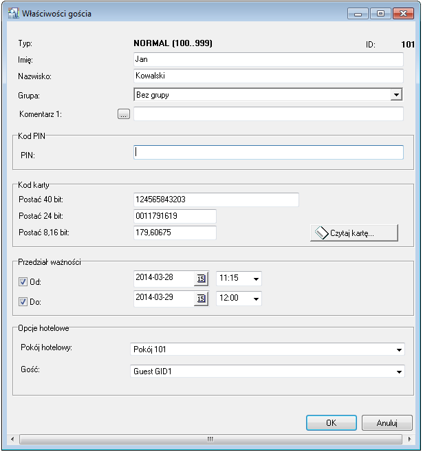 Rysunek 3.25. Kartoteka użytkowników typu Goście Rysunek 3.26. Okno właściwości Gościa 3.2.5. Polecenie Grupy W systemie RACS 4 użytkownicy mogą być podzieleni na 250 grup.