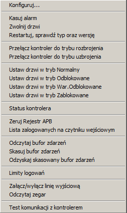 menu Komendy dla kontrolera PR402DR, natomiast na rysunku 3.56b