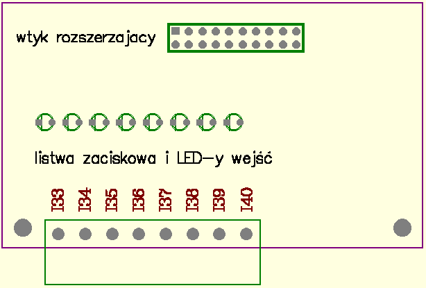 1.3.3 Moduł EI8+ ośmiu wejść sterowanych plusem Ekspander EI8+ powiększa ilość dostępnych wejść sterownika o osiem, ale sterowanych +24Vdc.