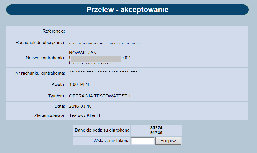 Klienci wykorzystujący kartę mikroprocesorową jako metodę autoryzacji powinni włożyć kartę do czytnika i w polu PIN wpisać numer pin do karty.