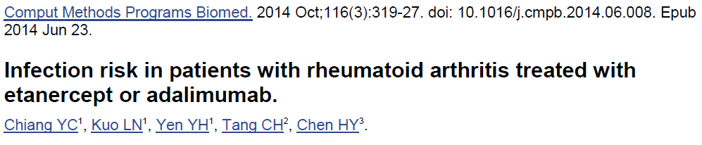 Badanie obejmowało 1660 chorych z reumatoidalnym zapaleniem stawów leczonych etanerceptem i 484 adalimumabem