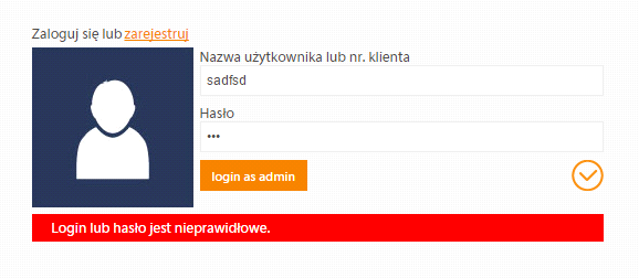 3. Najczęściej spotykane błędy użytkownika Błędy podczas logowania i rejestracji użytkownika Próba logowania się użytkownika, w przypadku gdy jest ono nieaktywne Twoje konto jest nieaktywne.