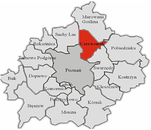 II.3. STAN OBECNY II.3.1. Lokalizacja i opis Gminy Czerwonak Gmina wiejska Czerwonak położona jest w województwie wielkopolskim, w powiecie poznańskim. Siedzibą gminy jest wieś Czerwonak.