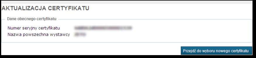 wszystkich użytkowników wewnętrznych ST CEIDG Strona 45 z 91 wybrać przycisk Przejdź do wyboru nowego certyfikatu. W tym celu należy w nowym oknie złożyć podpis przy użyciu nowego certyfikatu.