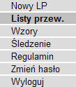 Rys. 2 W oknie głównym oprócz spisu przesyłek, oraz pól służących do ich wyszukiwania mamy dostępne następujące elementy: Nowy LP tworzenie nowej przesyłki, Listy przew.