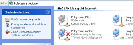 Po zakończeniu instalacji na pulpicie powinna pojawić się ikona OpenVPN GUI, natomiast w oknie połączeń sieciowych nowe połączenie lokalne.