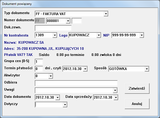 Quattro - przewodnik po podstawowych operacjach w programie 5 PRZYGOTOWANIE FAKTURY NA PODSTAWIE PARAGONU 1. Wybrać opcję F3 Sprzedaż 2. Wybrać opcję Faktura do paragonów 3.