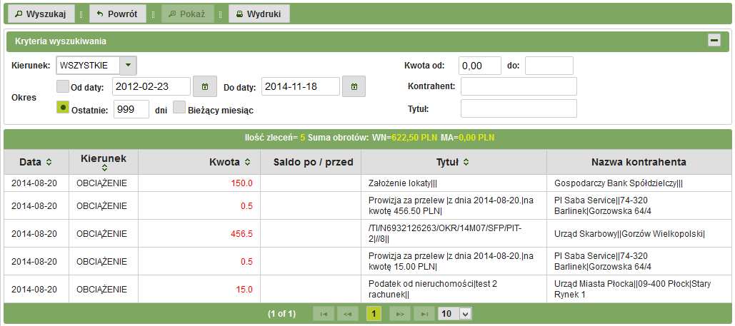 3.5.3. Konta lokat W celu przejścia do kont lokat należy wybrać z menu głównego zakładkę Lokaty, a następnie Konta lokat. Wyświetlona zostanie lista kont lokat zawierająca następujące dane (rys. 3.