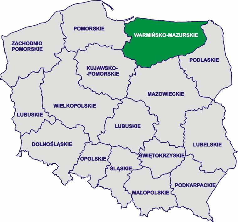 (mapa Polski z podziałem na województwa) 