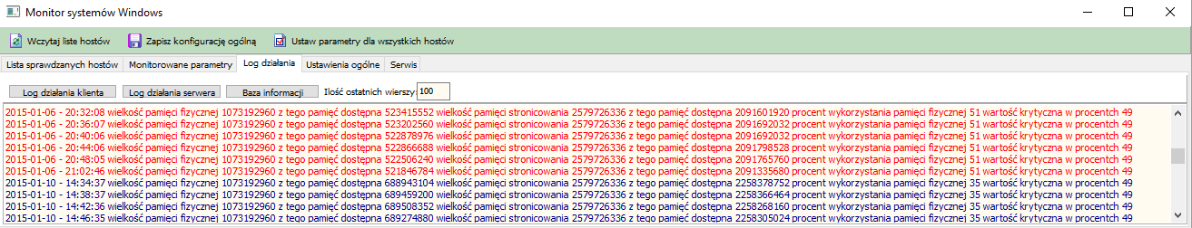 4. W zakładkach katalogi do archiwizacji oraz wykonanie skryptów wyróżniono innym kolorem pozycje dla połączeń: FTP (niebieski), SFTP (brązowy), SMB (czarny), 5.